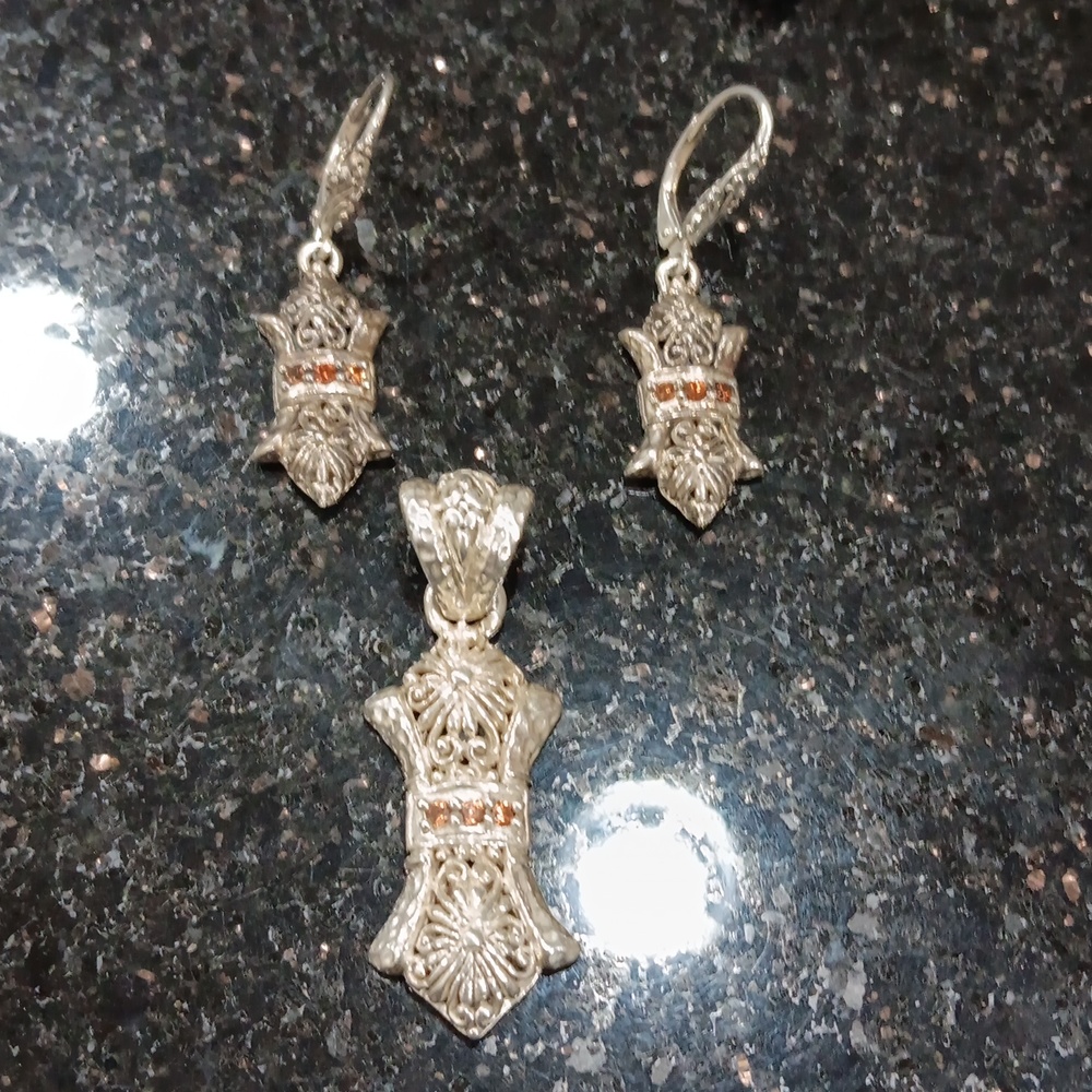 Champagne Zircon Collection Earrings and Pendant